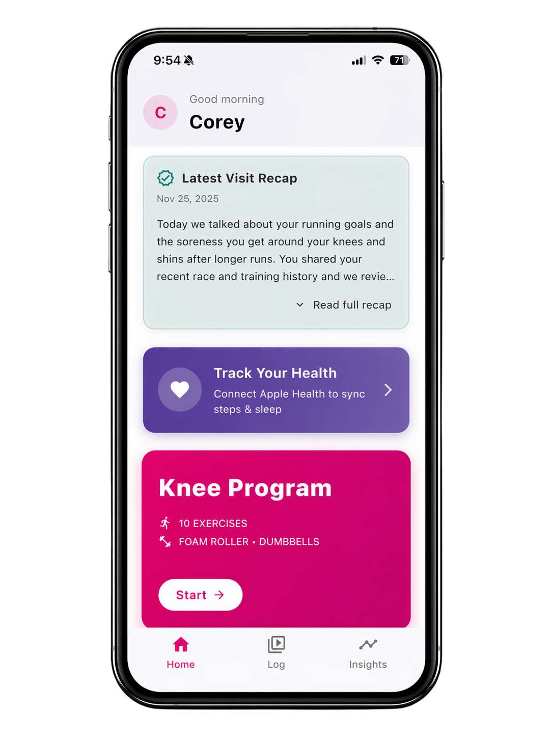 Newton client dashboard home screen