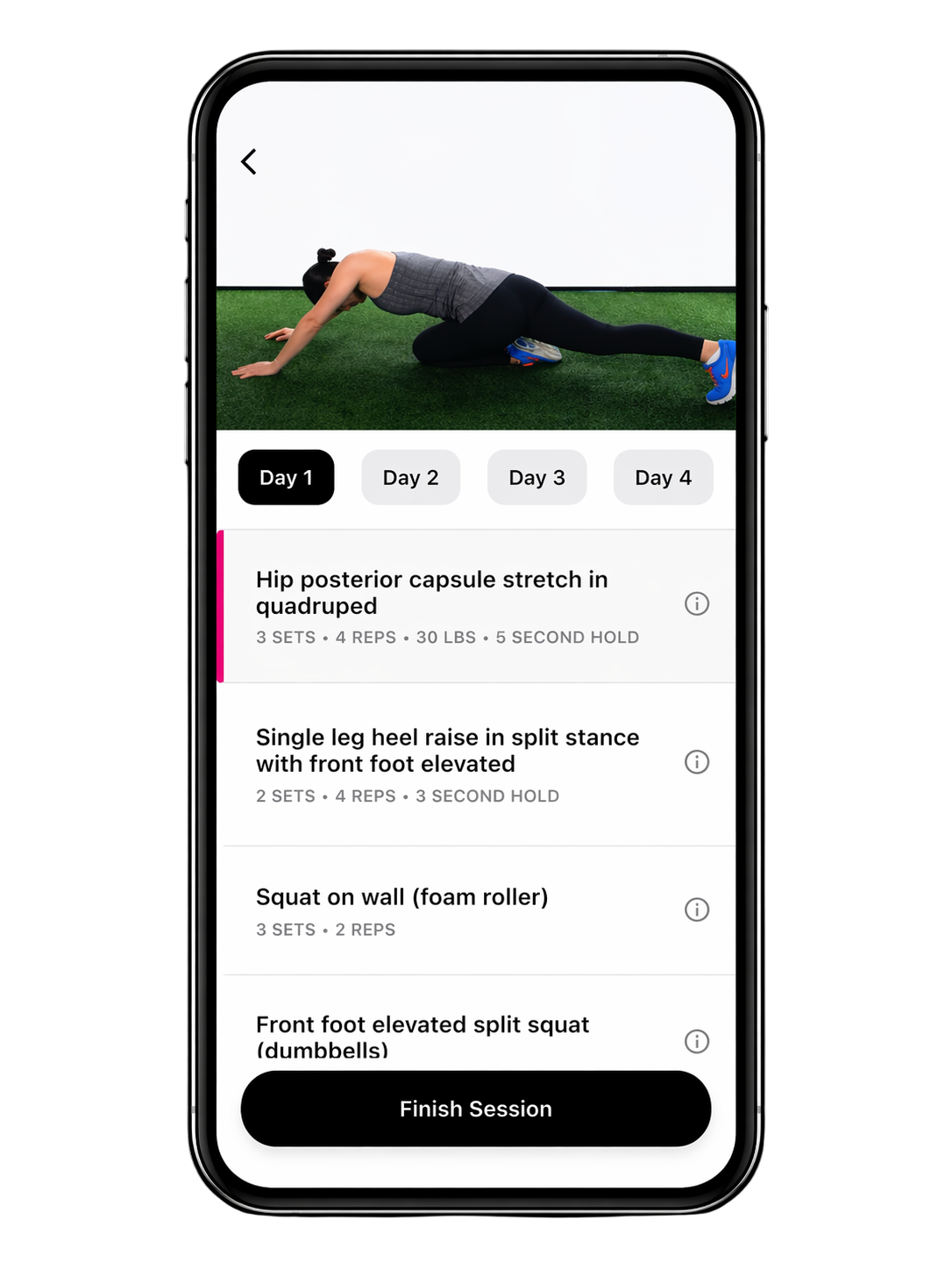 Newton client exercise session screen