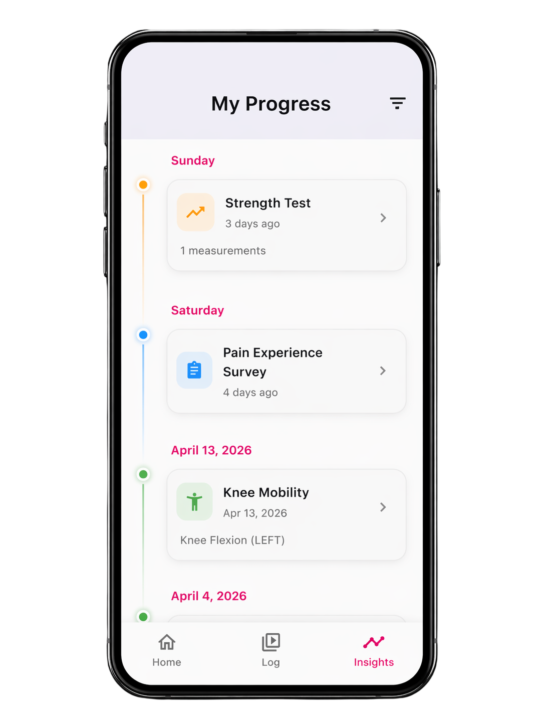 Newton client progress timeline screen