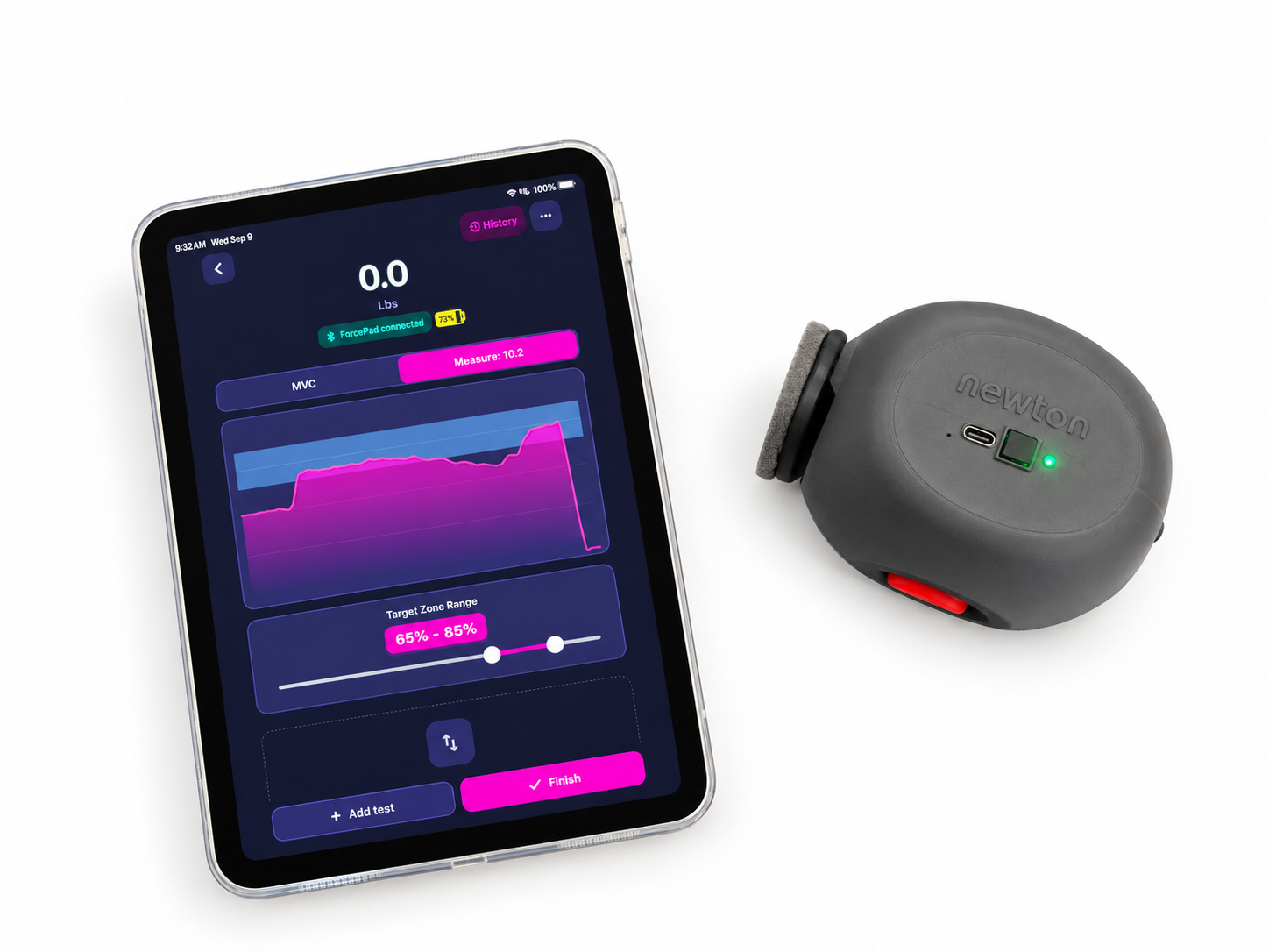 ForcePod paired with the Newton app